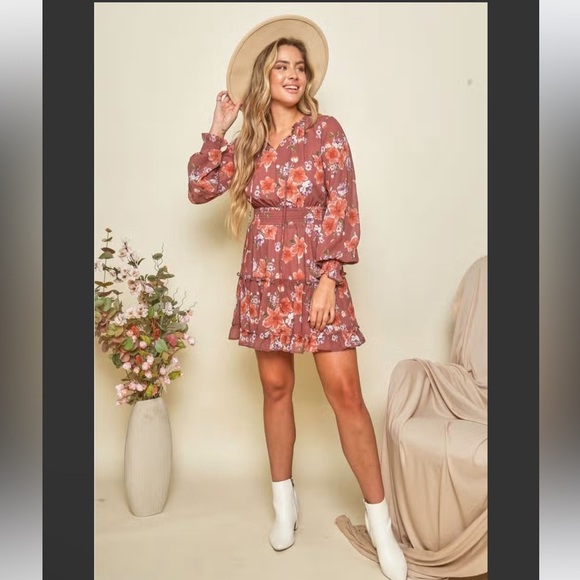 🆕 Peach Love California Floral Mini Dress. L. NWT💥💥 - Picture 2 of 4